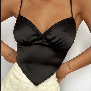 Satin tie back top